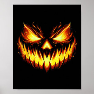 Y Jack O Lantern Carved Pumpkin Face Halloween Cos Poster