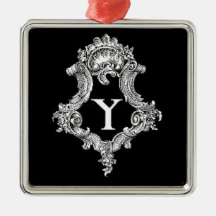 Y Monogram Initial Metal Ornament