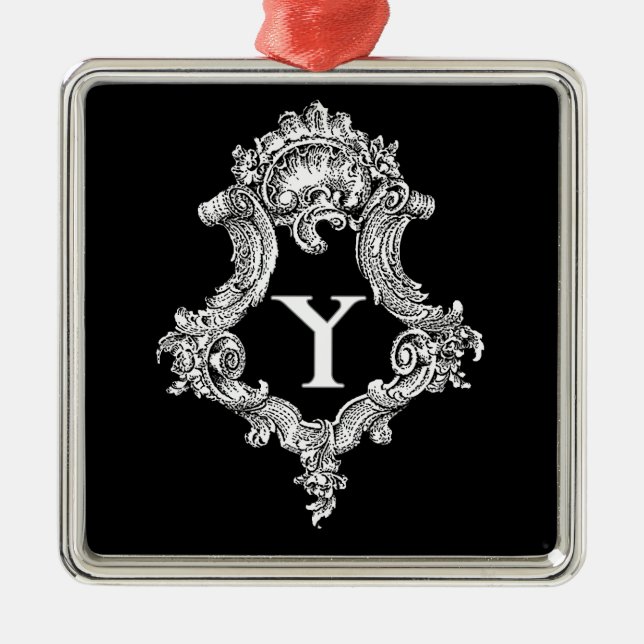 Y Monogram Initial Metal Ornament (Front)
