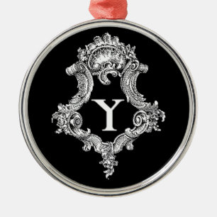 Y Monogram Initial Metal Ornament