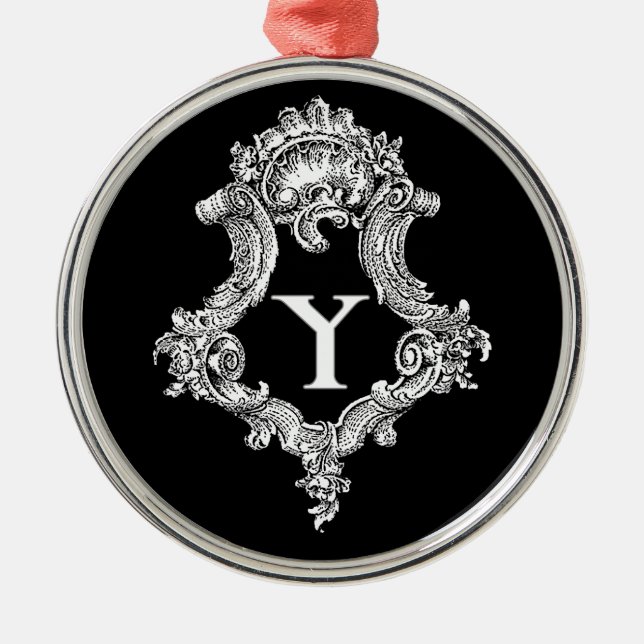 Y Monogram Initial Metal Ornament (Front)