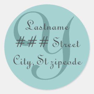Y monogram return address label - personalise info