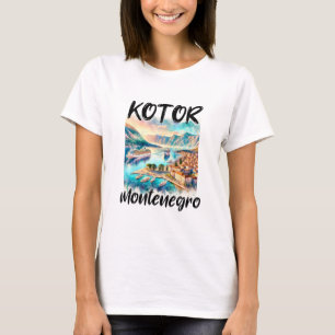 Y Of Kotor Montenegro Cruise Ship Watercolor Sceni T-Shirt