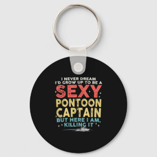 Y Pontoon Captain Boating Vacation Lake Life Boat Key Ring