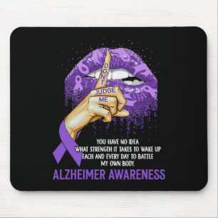 Y Purple Lips Heimerheimer Awareness Ribbon Don't  Mouse Pad