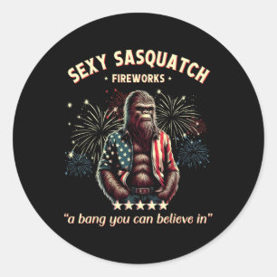 Y Sasquatch Fireworks Classic Round Sticker