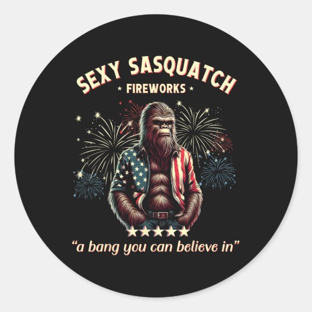 Y Sasquatch Fireworks  Classic Round Sticker (Front)