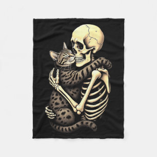 Y Skeleton Hugging Cat Halloween Lovers Human Pro Fleece Blanket
