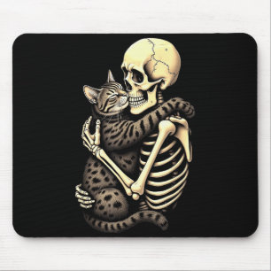 Y Skeleton Hugging Cat Halloween Lovers Human Pro Mouse Pad