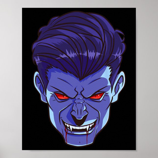 Y Vampire Halloween Monster Face Scary Fangs Costu Poster (Front)