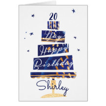 "Ya! Happy Birthday" Modern Navy Cake For Any Age