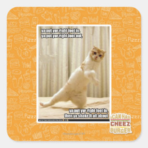 Ya put yur right foot in, ya put yur right foot ou square sticker