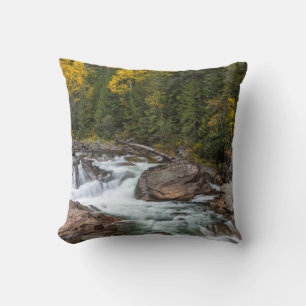 Yaak Falls In Autumn In The Kootenai National Cushion