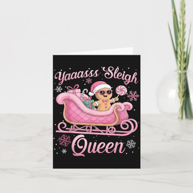Yaas Sleigh Queen Sleigh Girl Matching Christmas  Card (Front)