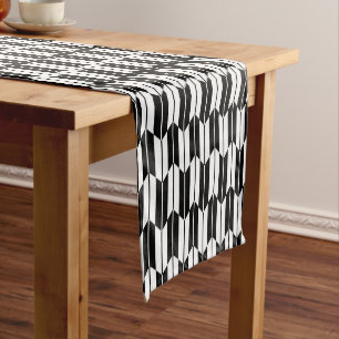 Yabane Japanese Black And White Geometric Pattern Medium Table Runner