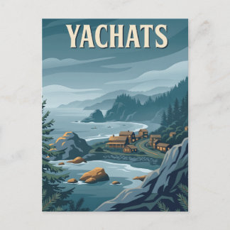 Yachats Oregon Coast Vintage Travel Poster Postcard