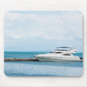Yacht at mooring mouse pad