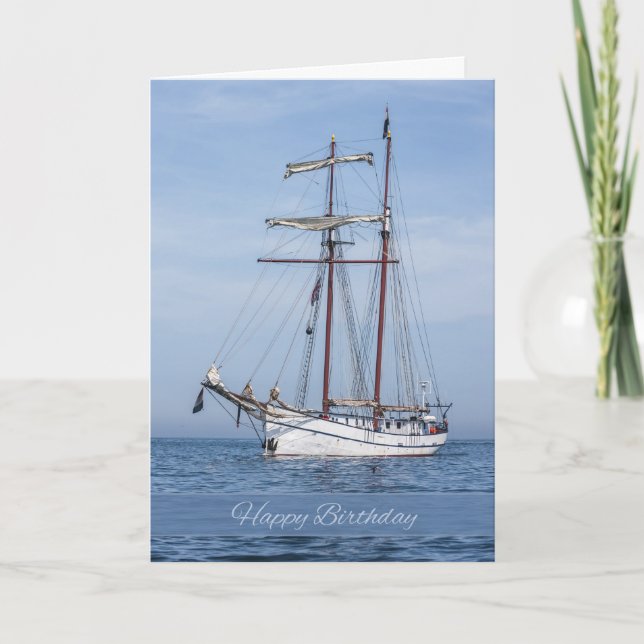 Yacht Birthday Greeting Card (Front)