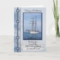 Yacht Birthday Greeting Card With Blended Yacht