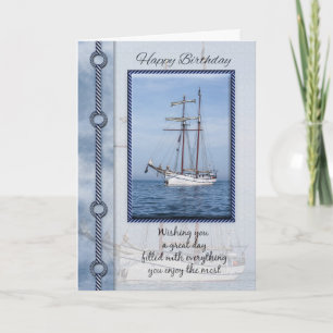 Yacht Birthday Greeting Card With Blended Yacht