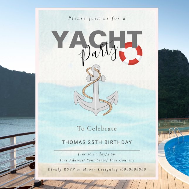 Yacht Boat Cruise Birthday Party  Invitation (Creator Uploaded)