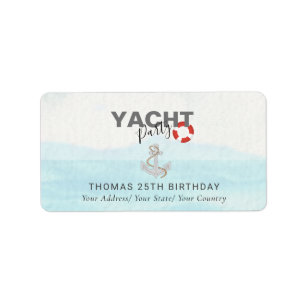 Yacht Boat Cruise Birthday Party  Label