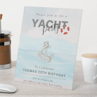 Yacht Boat Cruise Birthday Party Pedestal Sign