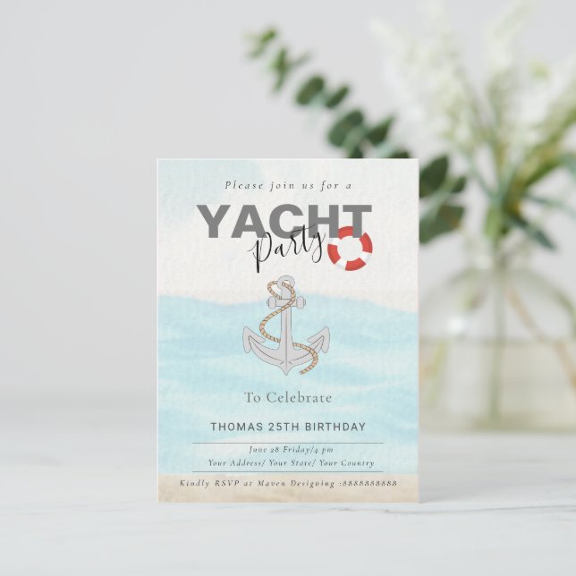 Yacht Boat Cruise Birthday Party  Postcard (Standing Front)