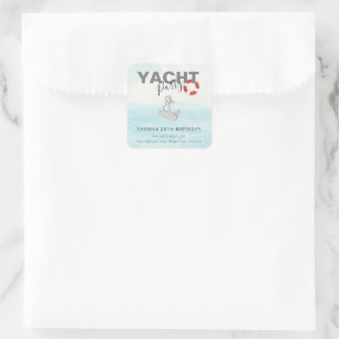 Yacht Boat Cruise Birthday Party Square Sticker