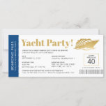 Yacht Boat Cruise Birthday Ticket Invitation<br><div class="desc">Personalise your own boarding pass ticket invitation for a dinner cruise or sunset booze cruise aboard a chartered boat or yacht with our easy to edit template shown in navy blue, gold, and white with a nautical stripe design on the back and simple traditional ticket-style fonts on the front. The...</div>