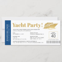 Yacht Boat Cruise Birthday Ticket Invitation