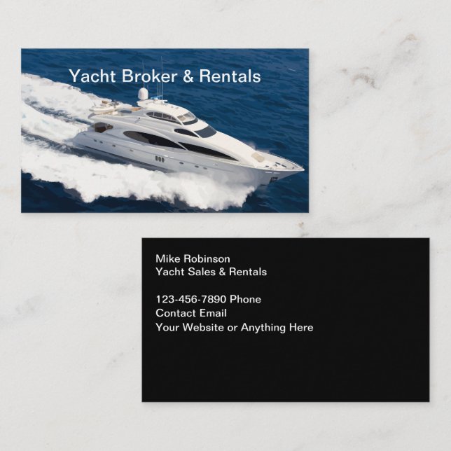 Yacht Broker And Marine Services Business Cards (Front/Back)