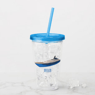 Yacht cartoon illustration acrylic tumbler
