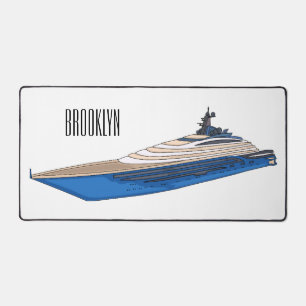 Yacht cartoon illustration desk mat