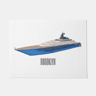 Yacht cartoon illustration doormat