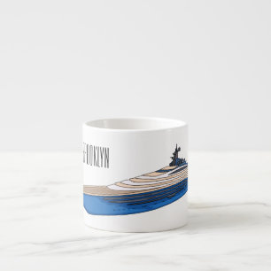 Yacht cartoon illustration espresso cup