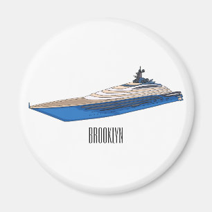Yacht cartoon illustration magnet