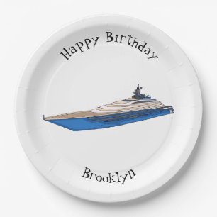 Yacht cartoon illustration paper plate