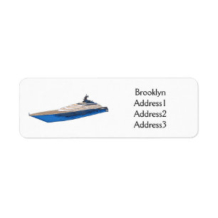 Yacht cartoon illustration return address label