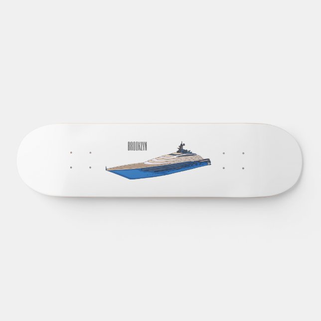Yacht cartoon illustration skateboard (Horz)