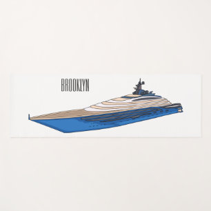 Yacht cartoon illustration yoga mat