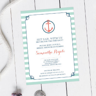 Yacht Club Bridal Shower Invitation, Anchor Invitation