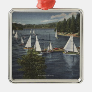 Yacht Club, Sailboat Race Metal Ornament
