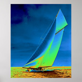 Yacht Columbia 1901 Colourized Poster