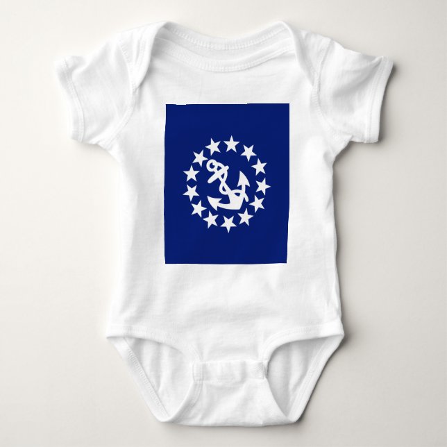 Yacht Flag Anchor Stars Symbol on Blue Baby Bodysuit (Front)
