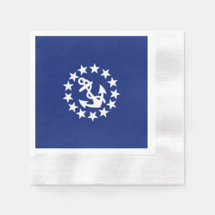Yacht Flag Anchor Stars Symbol on Blue Napkin