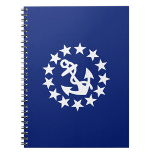Yacht Flag Anchor Stars Symbol on Blue Notebook
