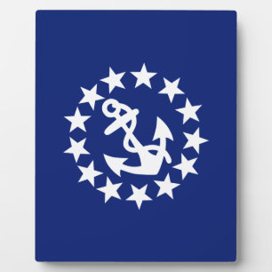 Yacht Flag Anchor Stars Symbol on Blue Plaque
