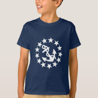Yacht Flag Anchor Stars Symbol on Blue
