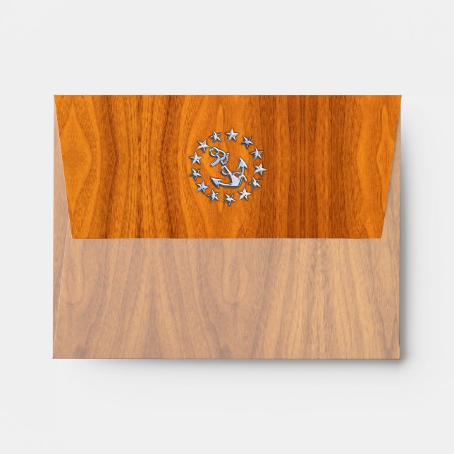Yacht Flag Sign on Nautical Teak Wood Print Envelope (Back (Top Flap))